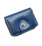 Leather Card Holder With Zipper & Button