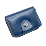 Leather Card Holder With Zipper & Button
