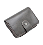 Leather Card Holder With Zipper & Button
