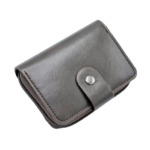Leather Card Holder With Zipper & Button