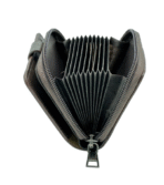 Leather Card Holder With Zipper & Button - Image 2